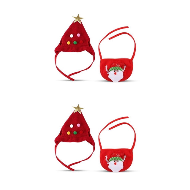 Greeniant Gorro navideño para mascotas de tamaño pequeño, babero, toalla ajustable para Saliva, accesorios de decoración para disfraces de cumpleaños No.02 2piezas Greeniant CBP162774