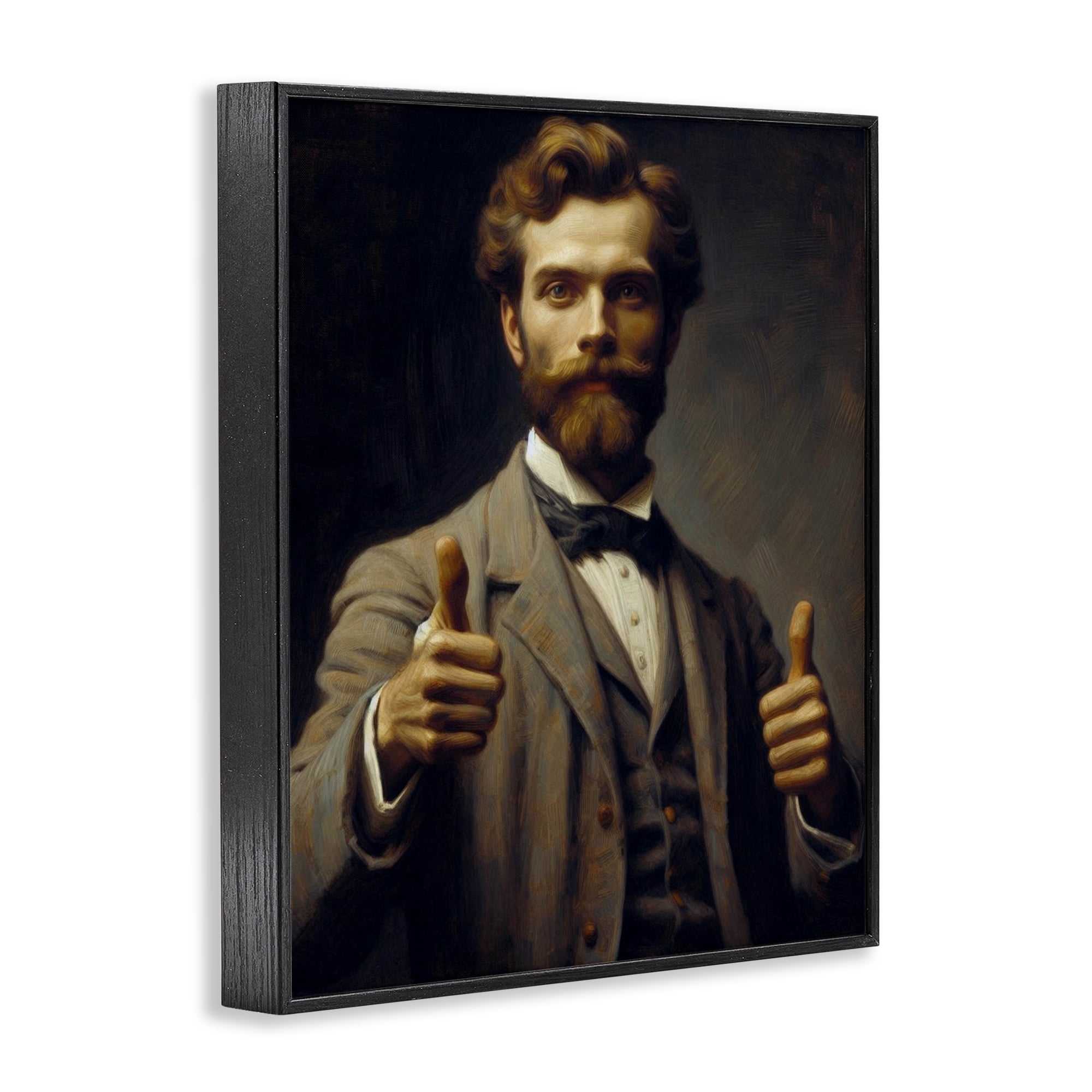 Funny Thumbs Up Gentleman Black Framed Giclee Art, design by Lettered and Lined