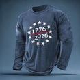thumbnail image 2 of CUSTG Men T-Shirts Casual Sporty Patriotic Long Sleeve T Shirt Athletic Fit Crew Neck Tops Daily Workout Activities Celebrate America's 250th Anniversary Versatile 1776-2026 4th Of July Tee, 2 of 5