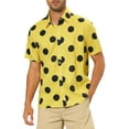 thumbnail image 1 of Camisa de playa de polka dots para hombres INSPIRE CHIC, de botones, de manga corta, casual M Amarillo, 1 of 6