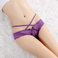 thumbnail image 2 of Gibobby Ropa interior sexy para mujer Mujeres sexy tanga cruz encaje ahueca hacia fuera transpirable sexy bragas(Morado,G), 2 of 4