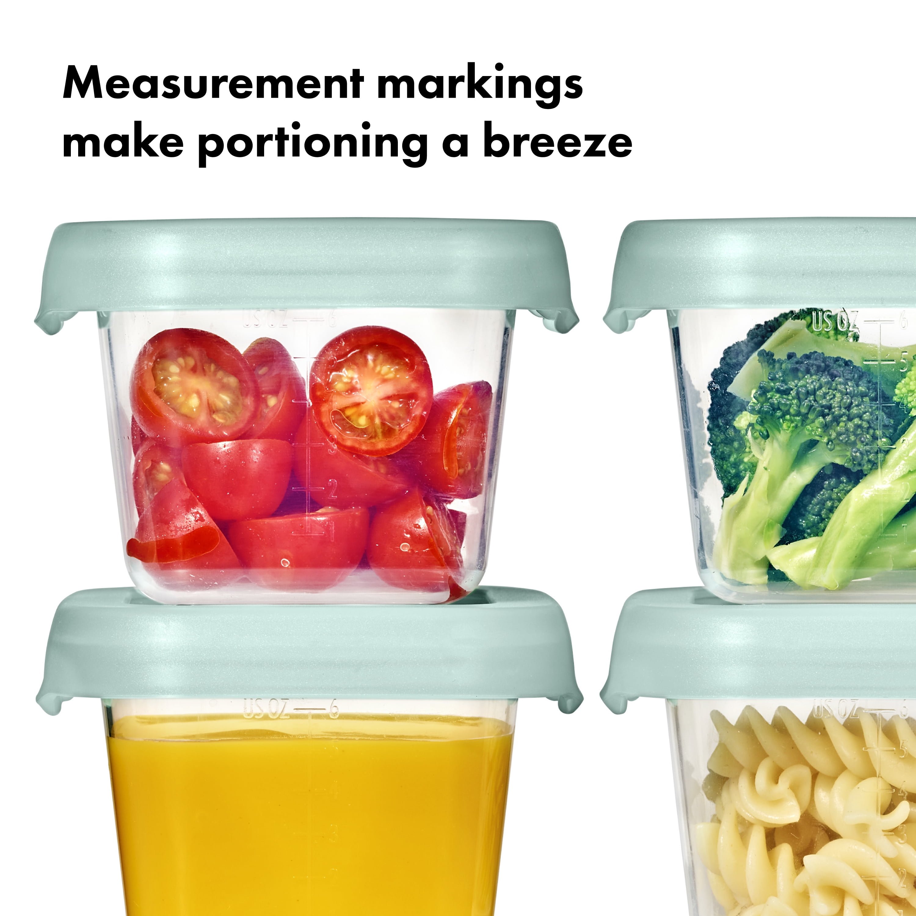 OXO Tot Baby Blocks Food Storage Containers, 6 oz, Opal, 4-Pack, For Infants Ages 0-12 Months