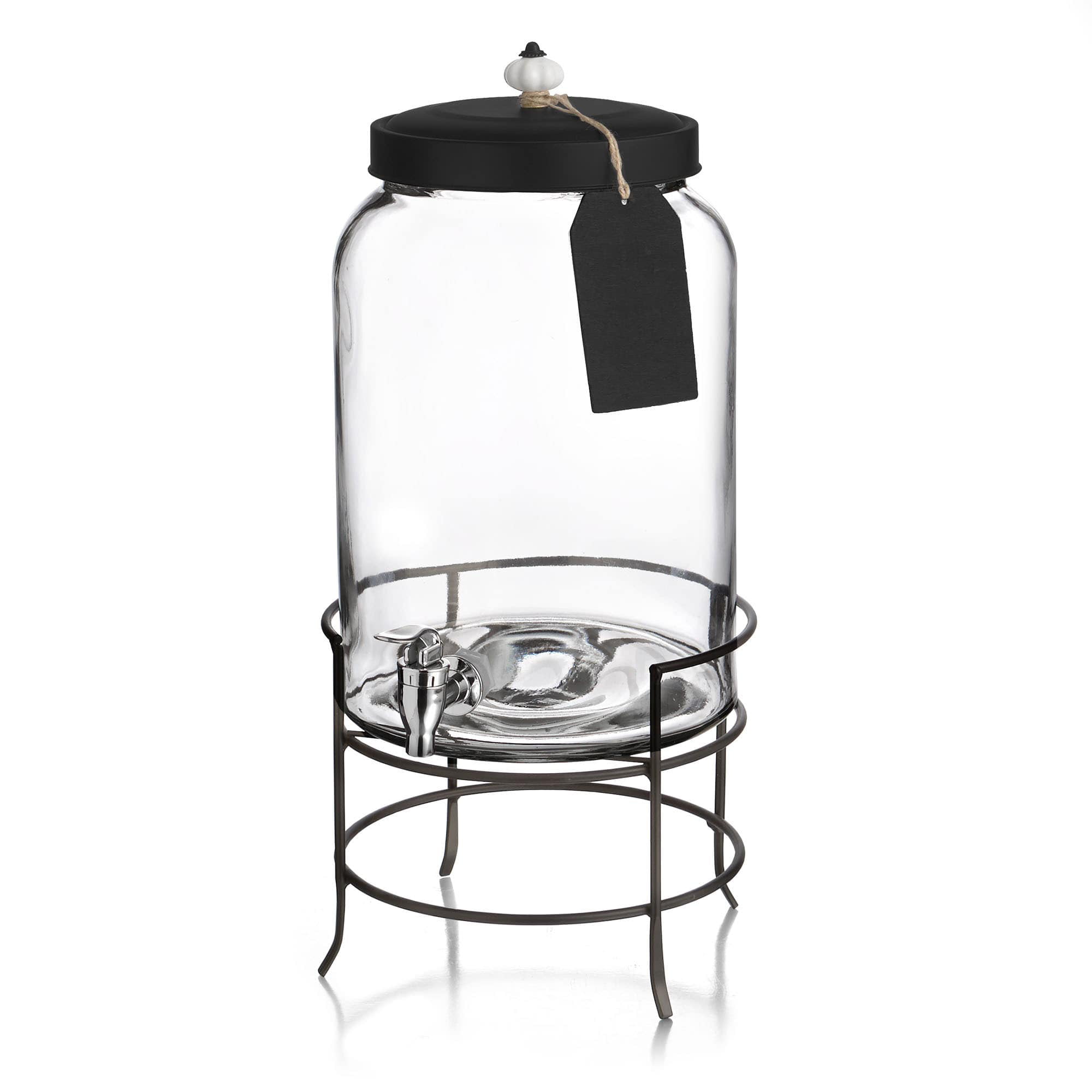 Decorative Glass Pedestal Beverage Dispenser with Stainless Steel Spig –  Kitchentoolz