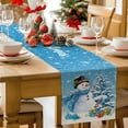 thumbnail image 2 of Christmas Table Runner Snowman Table Runners Sky Blue Christmas Tree Balls Snowflake Cotton Linen Dresser Scarf Kitchen Dining Table Decor for Christmas Holiday Party Decor 13x90 Inch, 2 of 9