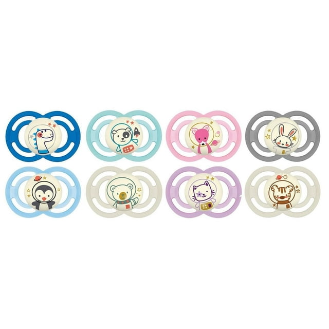 MAM Perfect Night Pacifiers, Glow in the Dark Pacifiers (2 pack), MAM Pacifiers 16 Plus Months, Best Pacifier for Breastfed Babies, Assorted, Baby Pacifier