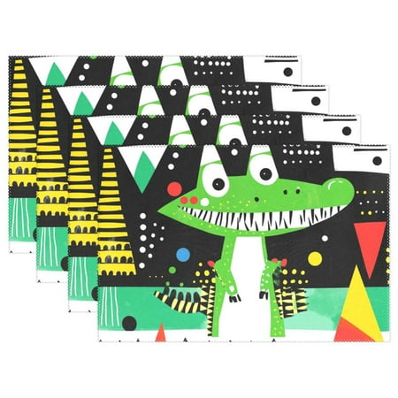 

Dinosaur and Abstract Patterns Table Mat Rectangle Placemat 4 Pcs for Kitchen Dining Table 12 x 18