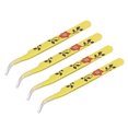thumbnail image 1 of Precisión Curva Punta Pinza Inoxidable Acero Multifuncional Amarillo con Flor Estampado 4uds Unique Bargains pinzas industriales, 1 of 5