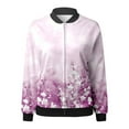 thumbnail image 4 of Clearance Items Women Shirts Women Trendy Casual Zip Up Floral Print Coat Outerwear Lightweight Long Sleeve Fall Workout Running Jacket, 4 of 5