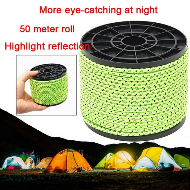 Tent Tarp Rope,Camping Tent Guy Rope Guy Line Cordage,Reflective the Dark  Tent , Lanyard Cord Guylines Reel Rope,4mm Shelter Hiking Rope Tie Downs, 