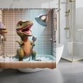 thumbnail image 4 of Waterproof Polyester Dinosaur Shower Curtain with Hooks, Singing Dinosaur Bath Scene, Machine Washable, 12 Included, for Standard Bathroom, 4 of 5