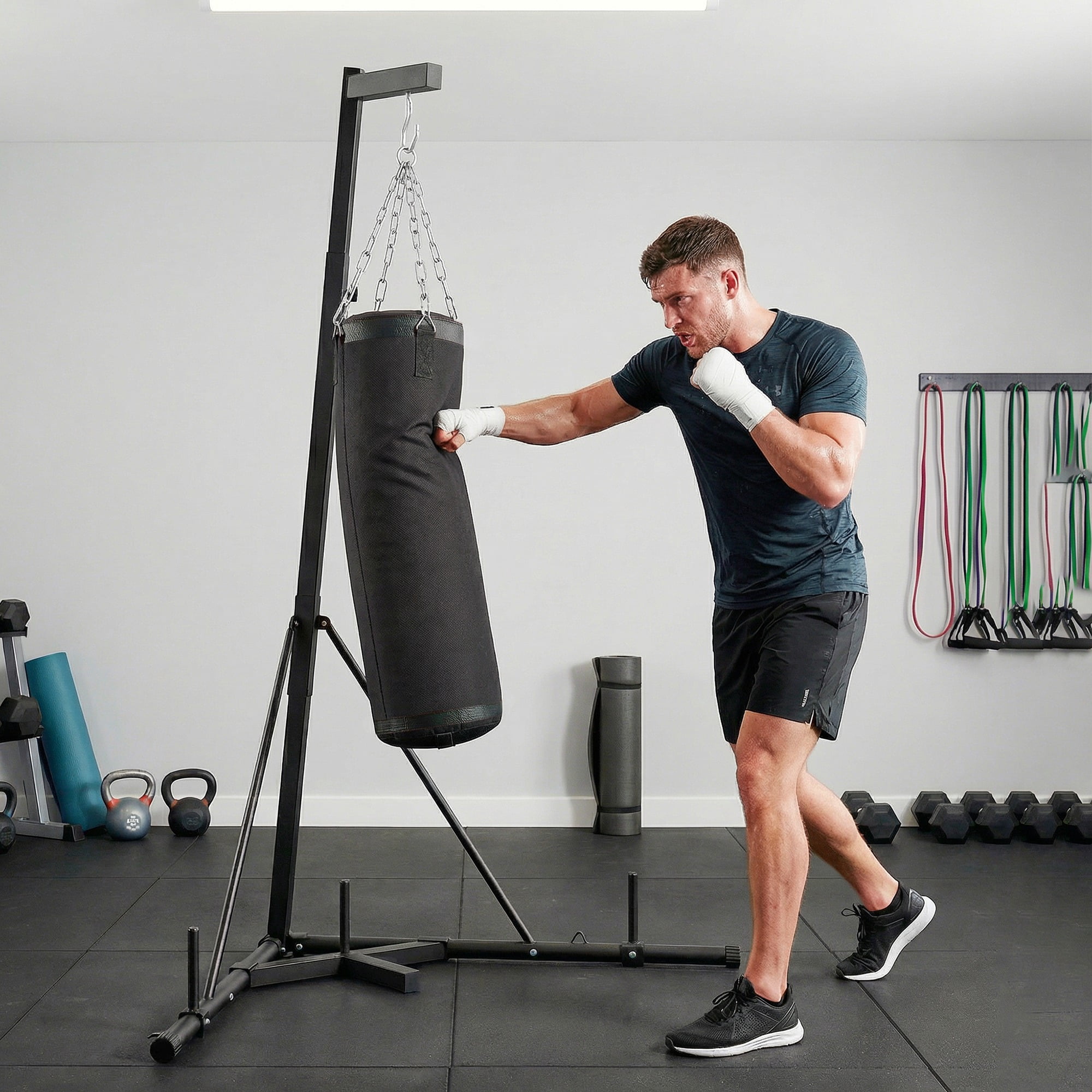 Everlast Dual Station Heavy and Speed Bag Stand, Powder Coated