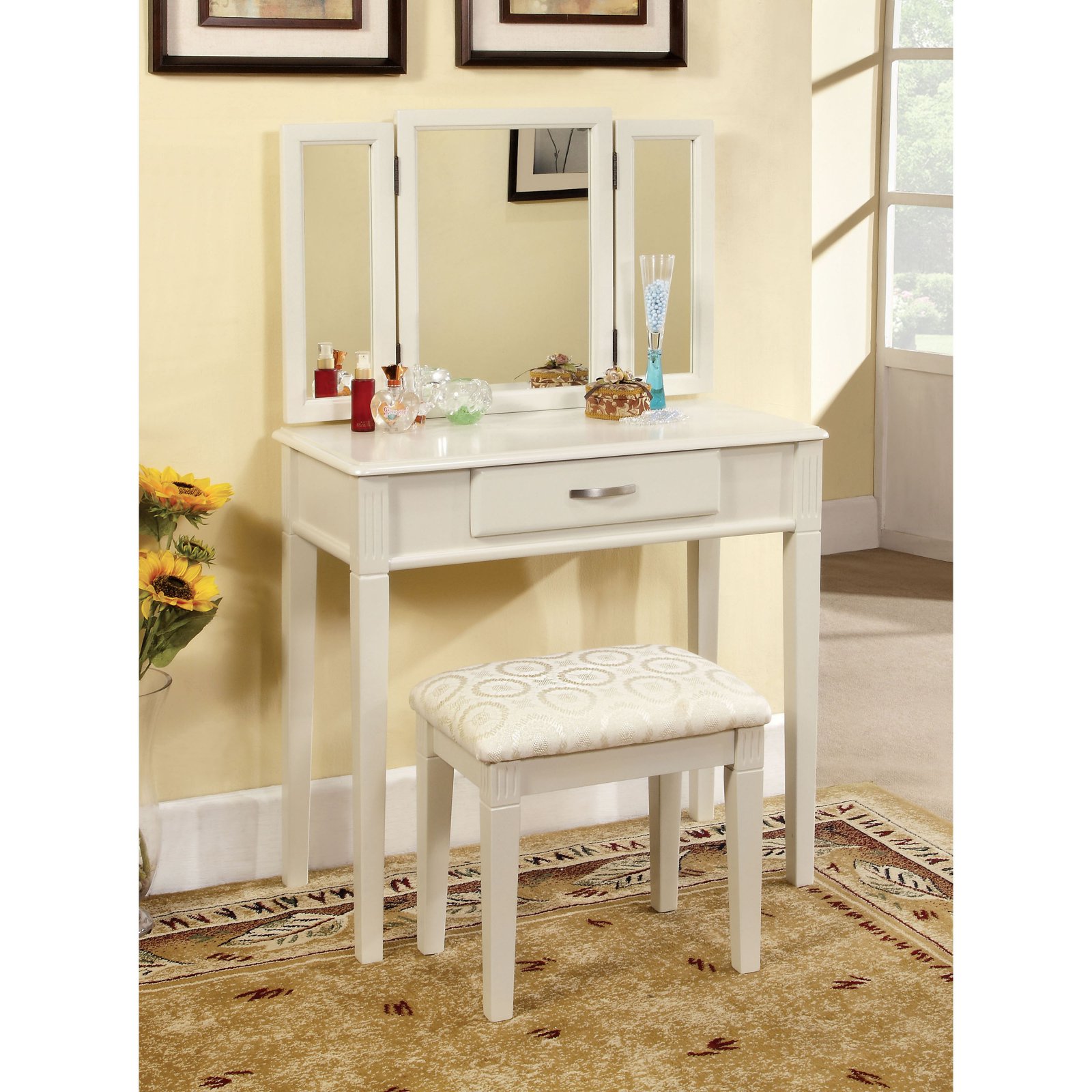Furniture Of America Thompson Bedroom Vanity Set White Walmart Com