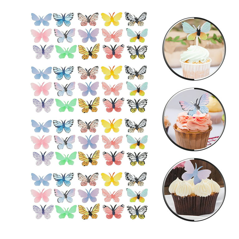 40 Pcs Cupcake Picks Girls Toys Wafer Paper Edible Sheets Butterfly Cake  Topper Cake Decorations Fairy Stickers - AliExpress