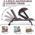 thumbnail image 6 of Patio Chaise Lounge Chair with Wheels, Set of 2 Outdoor Lounge Chairs with Adjustable Backrest, Waterproof Poolside Lounge Chairs, 6 of 6
