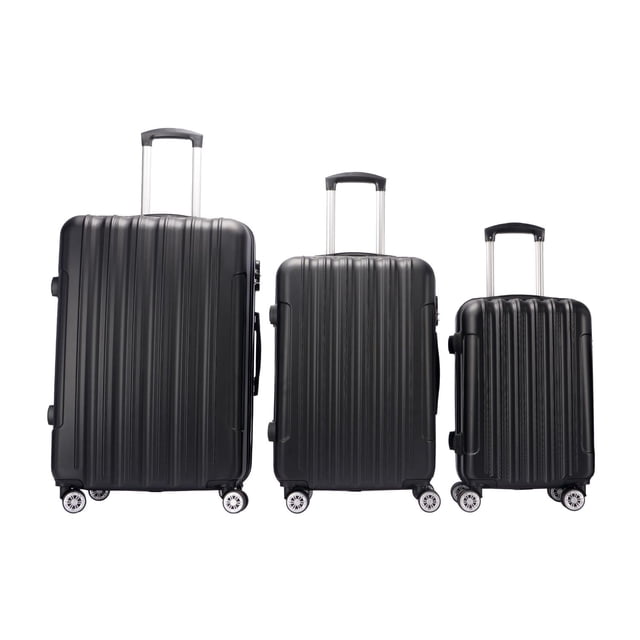 Juego de 3 Maletas de Viaje Check. In Grande 25 kg Mediana 20 kg y Carry On 10 kg negro