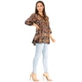 thumbnail image 4 of Sakkas Ligia Women's 3/4 Sleeve Casual Floral Loose Tunic Blouse Shirt Round Neck - 551-Black - S/M, 4 of 5