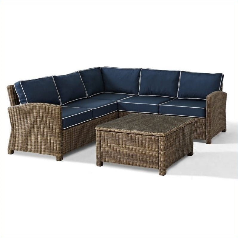 Crosley Furniture Bradenton 4 Piece Outdoor Wicker Seating Set
