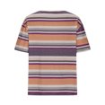 thumbnail image 5 of Lovskoo Women Oversized T-Shirt Striped Short Sleeve V Neck Tee Shirt Casual Loose Drop Shoulder Summer Going Out Tops Red, 5 of 8