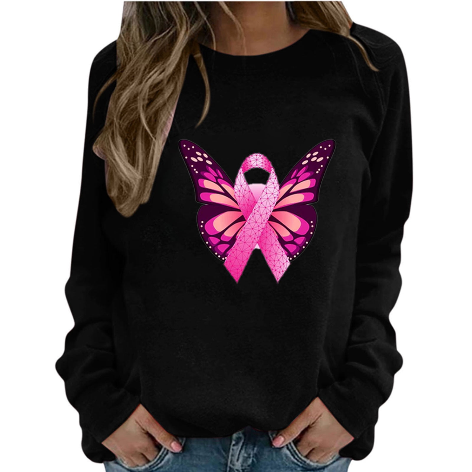 HAPIMO Savings Sweatshirt for Women Long Sleeve Breast Cancer