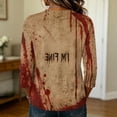 thumbnail image 7 of Womens Shirts Halloween Funny 3/4 Sleeve T Shirts Horror Halloween Printed Tops Spooky Crew Neck Pullover Holiday Three Quarter Length Blouses, L, 7 of 7