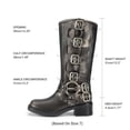 thumbnail image 4 of Botas DREAM PAIRS de motociclista hasta la rodilla con tacón plateado de 5 cm, 4 of 9
