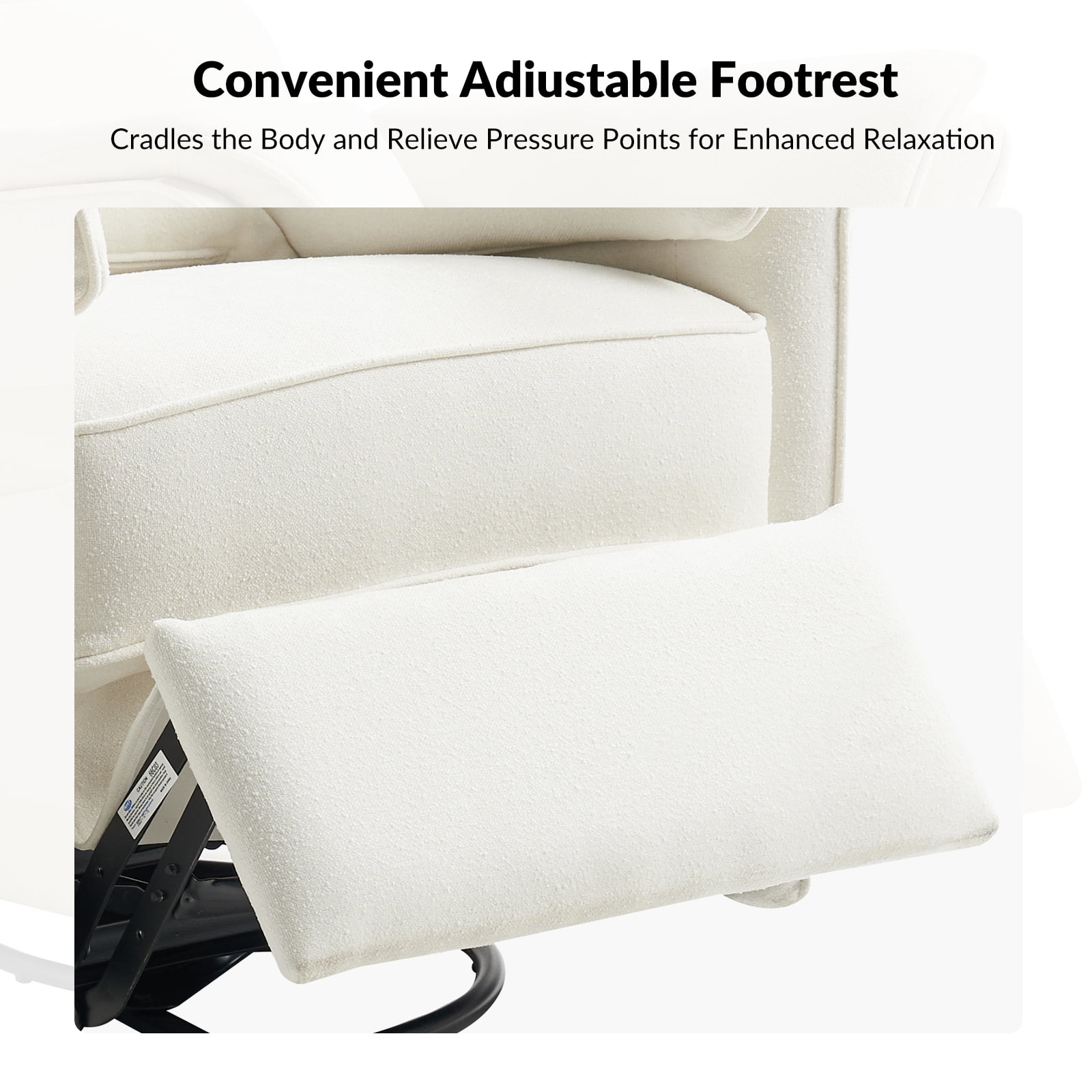 Nursery Recliner Chair Electric Power Glider Swivel Rocking with USB, Waterproof Stain-resistant, White