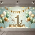 thumbnail image 3 of Gold Glitter Happy 1st Birthday Banner Mint Green First Birthday Display Balloon Decoration Star Pattern 1st Birthday Backdrop for 1st Birthday Party Baby's First Birthday Photo Shoot Backdrop, 3 of 9