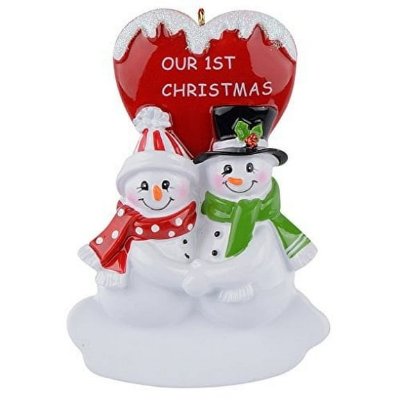 Worldwide Our 1St Christmas Snowman Couple Personalized Ornament