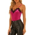 thumbnail image 4 of INSPIRE CHIC Women's Velvet Lace Spaghetti Strap Cami Top L Rose Pink, 4 of 6