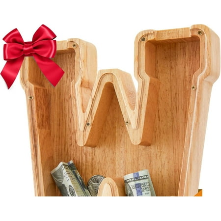 Wooden Letter Piggy Bank, Initial Coin Bank, Personalized Savings Bank for Gift