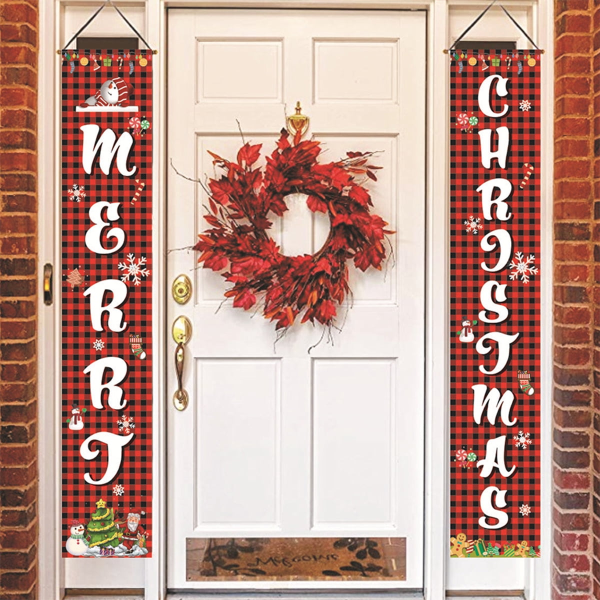 Merry Christmas Banner Christmas Porch Sign Decorations