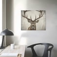 thumbnail image 4 of Acheng  Canvas Print Wall Art Elk Portrait on Graphite Background Animals Wilderness Photography Modern Art Rustic Closeup Relax/Calm Grey Duotone for Living Room, Bedroom, Office 20x16in, 4 of 6