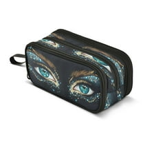 ALAZA Beautiful Eyes Pencil Case Bag 3 Compartment Pen Pouch Large Storage Holder Box Organizer