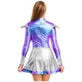 thumbnail image 2 of renvena Womens Alien Astronaut Cosplay Dress Long Sleeve Shiny Metallic Halloween Party Rave Silver L, 2 of 7