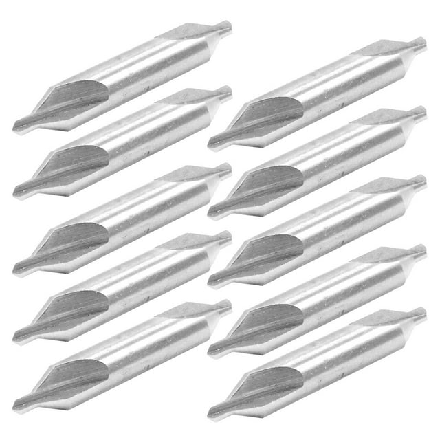 HSS Punta de 3 mm Ángulo de 60 Grados Brocas de Centro de Dos Puntas Herramienta 10 Pcs