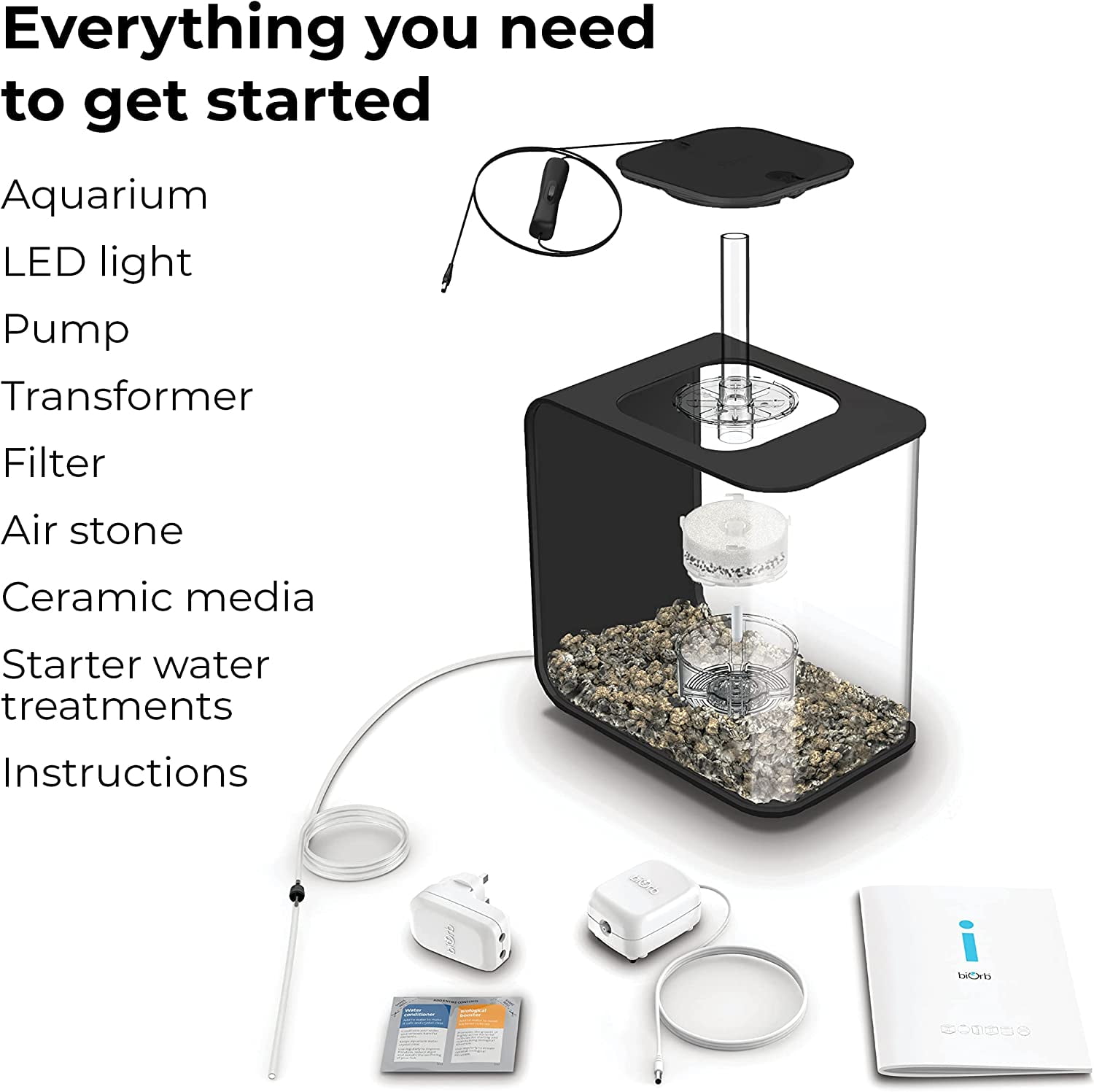 biOrb Flow 15 Aquarium with Standard Light - 4 Gallon, Black, Acrylic