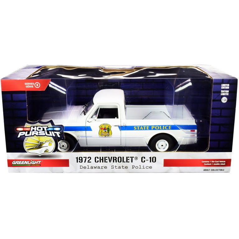1972 シボレー C-10 - デラウェア・ステート・ポリス 1972 Chevrolet C-10 Pickup Truck White with Blue Stripes