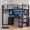 Black, variant on Toogaho Twin Loft Bed with L Shaped Desk & Storage Shelves & Power Outlet & 13.4" Safety Guardrail,Metal Loft Bed Frame with 4 Drawers & LED Light & 2 Acrylic Cabinet,No Noise,Brown