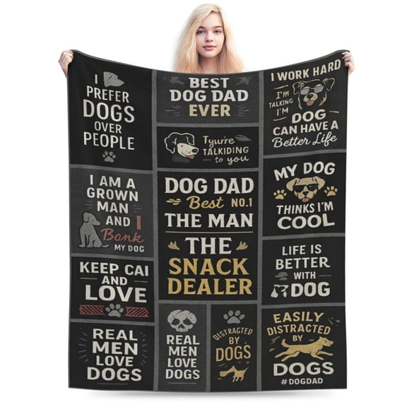 Fathers Day Dog Dad Gifts for Men, Dog Lover Gifts Ideas for Men Throw Blanket , Best Present for Puppy Dads, Present from Puppy to Dad 50x40