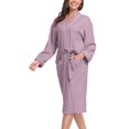 thumbnail image 2 of Long Sleeve Cotton Robes for Women Fleece Women's Nightgowns & Sleepshirts Oversize Cute Women's Sleepwear House Womens Robe Purple, 2 of 8