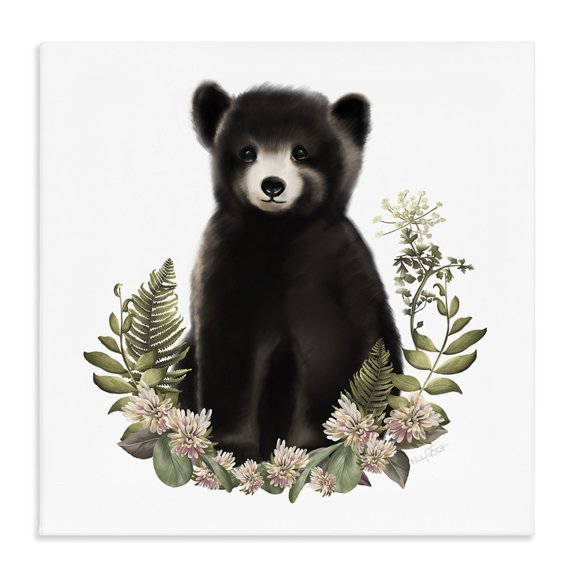 Stupell Industries Eclectic Floral Bramble Bear Canvas Art, 17 x 17, by Studio Q