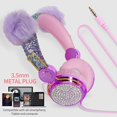thumbnail image 3 of Cute Anime Glitter Bear Girl Kids Auriculares Estéreo Con Micrófono Magideal Adapter, 3 of 5