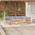 thumbnail image 1 of vidaXL 7 Piece Garden Lounge Set with Grey Cushions Solid Pinewood, 1 of 1