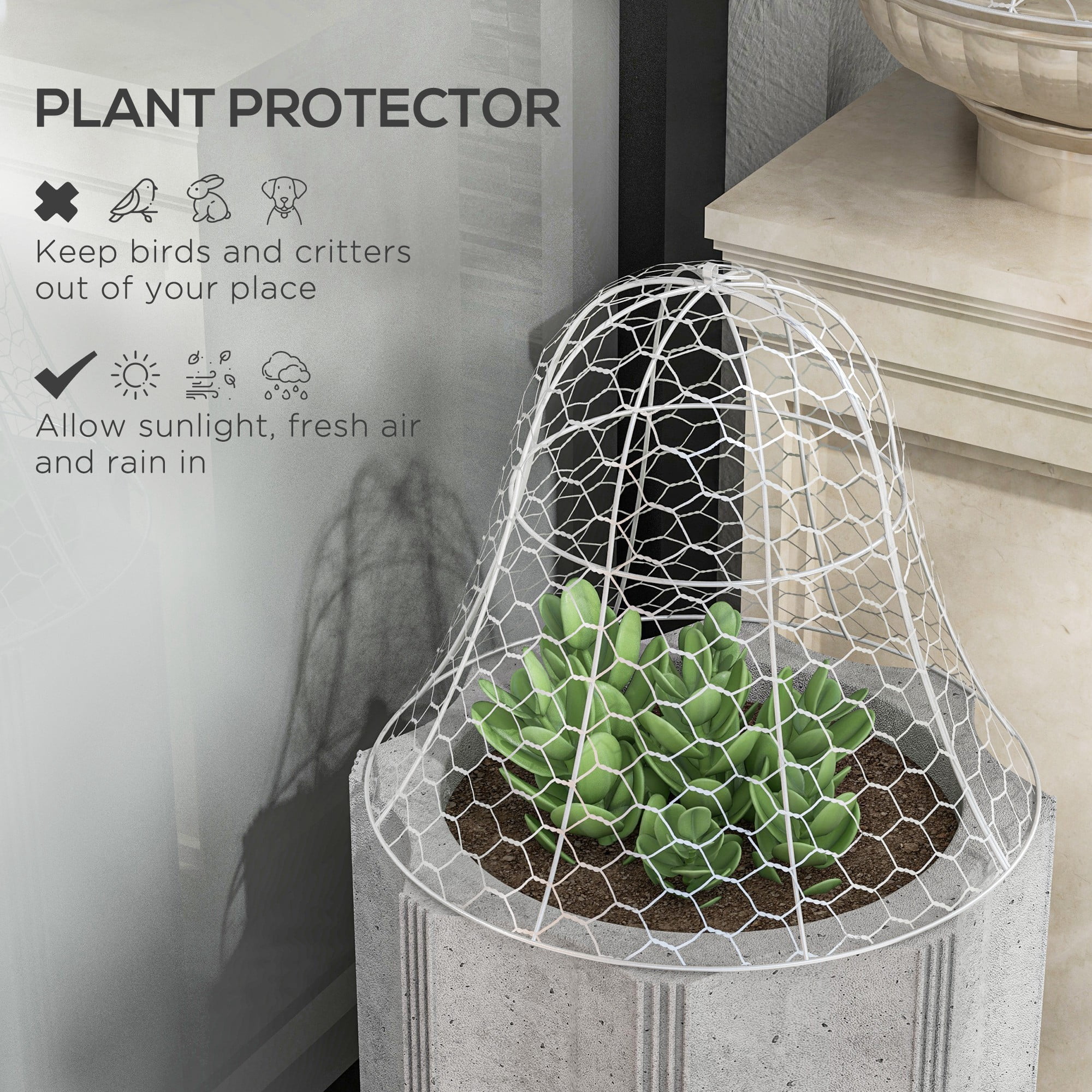 Outsunny 6 Pack Garden Chicken Wire Cloche, Animal Plant Protectors, White