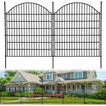IdealHouse 15-Panel No-Dig Decorative Garden Fence, 32" H x 24' L Metal Animal Barrier, Rustproof Outdoor Wire Fence for Yard, Patio & Landscape, Curved Top