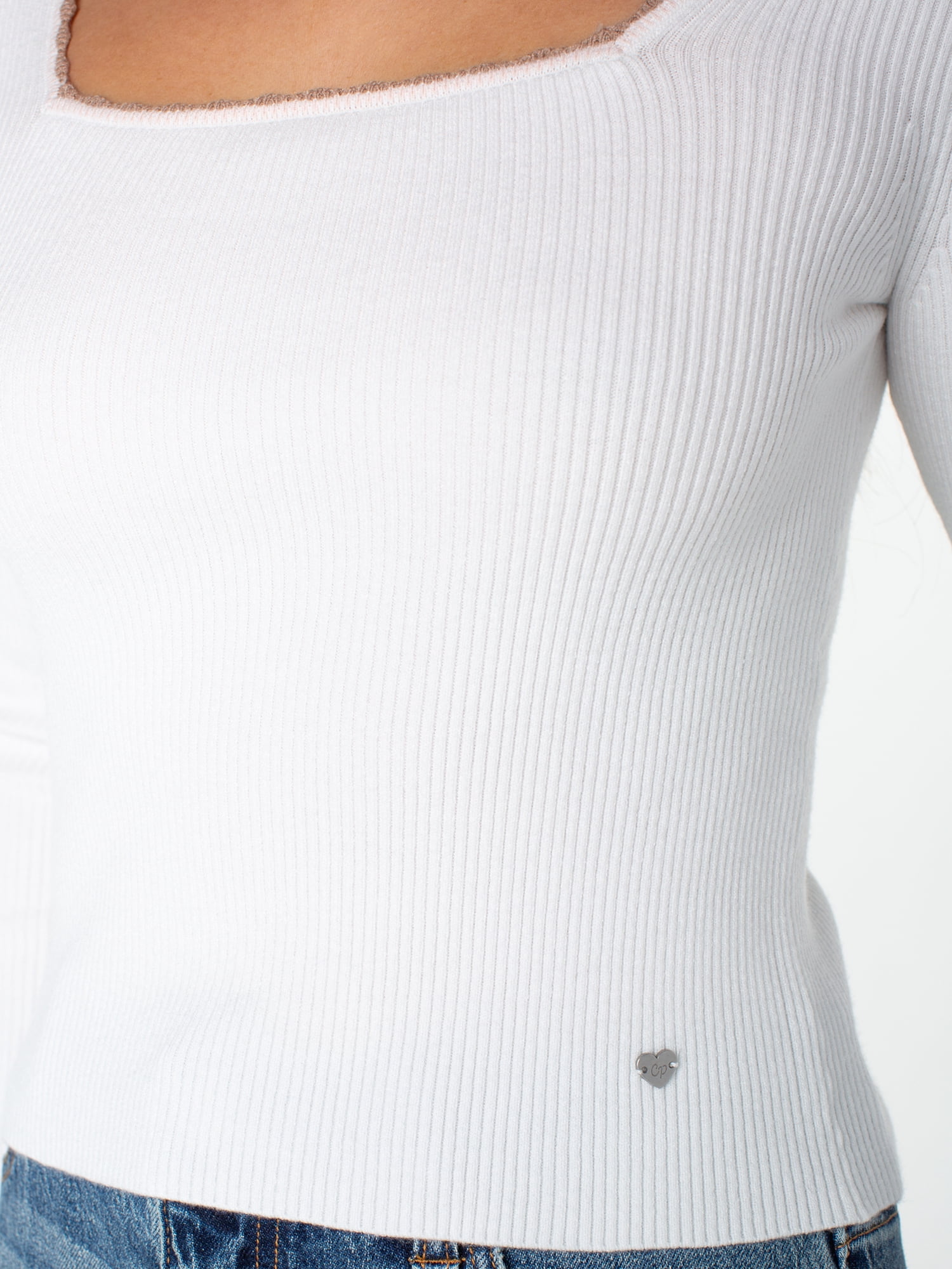 Celebrity Pink Women's Long Sleeve Square Neck Rib Top, Size XS-XXXL