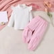 thumbnail image 2 of Odeerbi 1-5 Años Niñas Conjuntos de Algodón Punto Elástico Cuello Alto Tops Cargo Pantalones Conjunto de Dos Piezas, 2 of 9