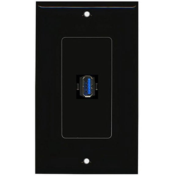 RiteAV USB 3.0 (Black) Wall Plate 1 Gang Decorative Black