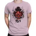 thumbnail image 2 of Smartprints Japanese Oni Mask Anger Kanji Men's T-Shirt Light Pink, Cotton, S, 2 of 4