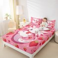 thumbnail image 4 of Manfei Ocean Animal Axolotl Twin Sheet Sets,Pink Salamander Twin Fitted SheetRed Starwberry Flat Sheet For Girls Boys,Luxury Bedroom Decor,3 Pieces, 4 of 7